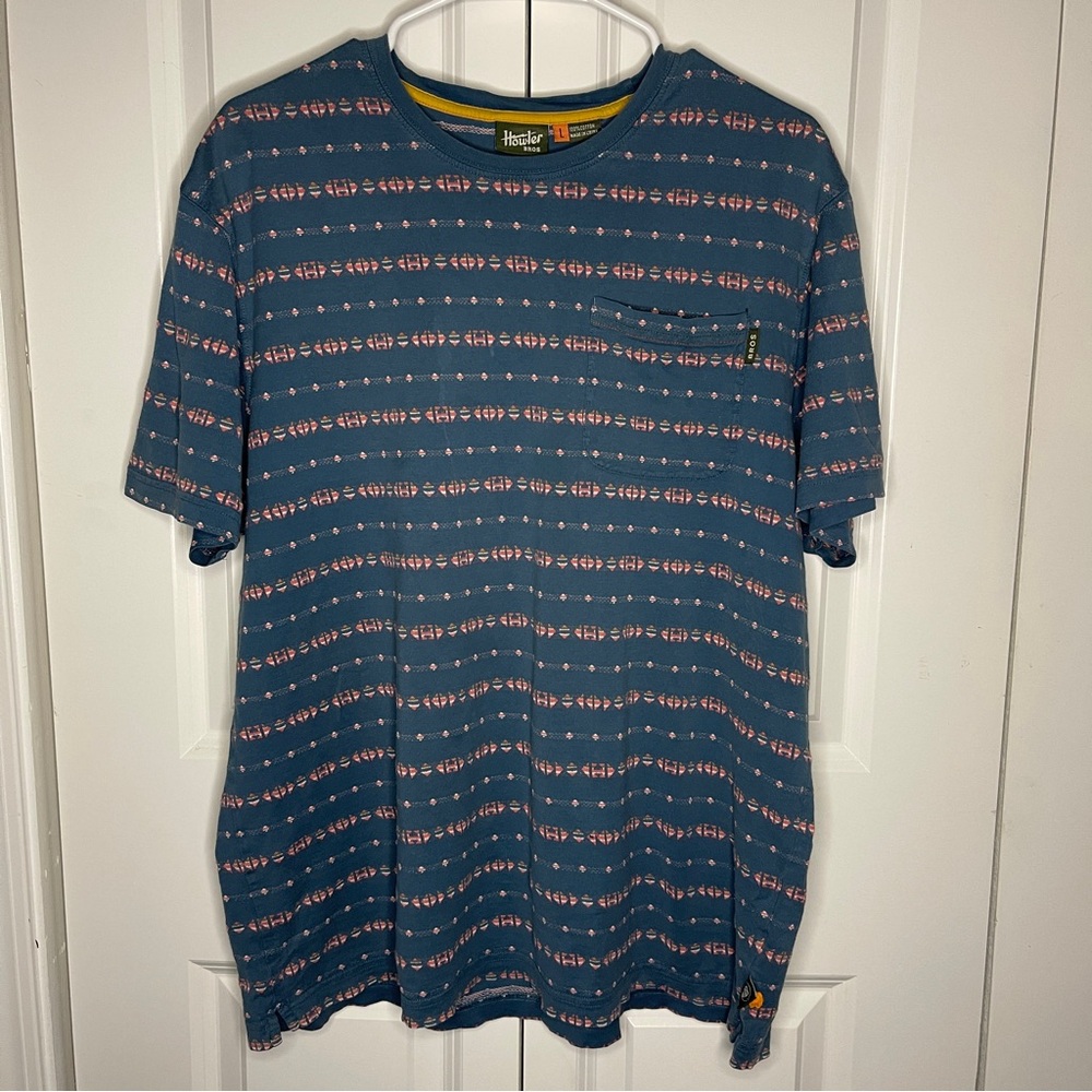 Howler Brothers Blue and Pink Patterned Short Sleeve Tee